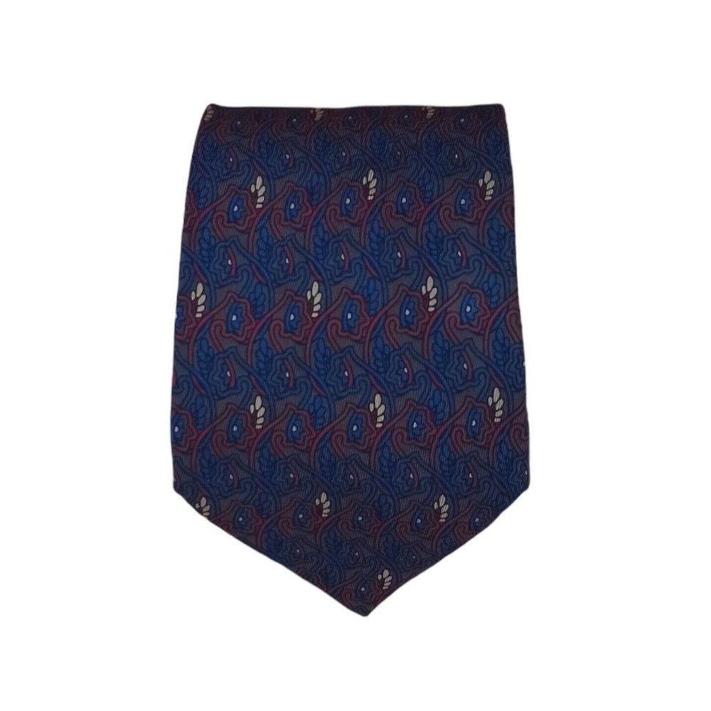 BATTISTONI Blue With Flower Print Silk Tie ITALY 58"- 3,5" EX COND